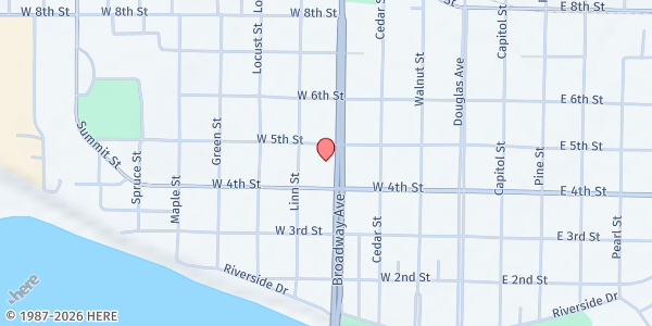 Map showing Trinity Lutheran Church at 403 Broadway Ave, Yankton, SD