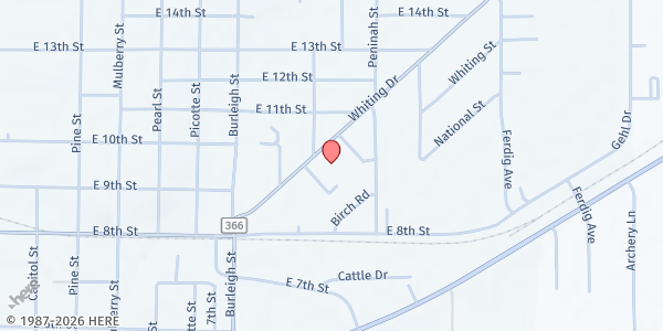 Map showing Yankton Community Food Distribution - Feeding Yankton at 709 Whiting Dr., Yankton, SD