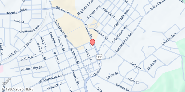 Map showing Love Thy Neighbor Project at Tennessee Wesleyan University at 202 Green St, Athens, TN