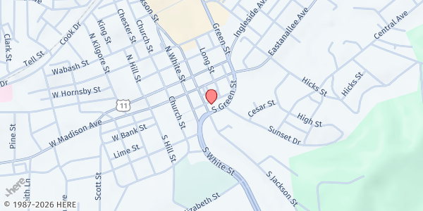 Map showing Table Graces Food Pantry - Downtown Athens Pavilion at 106 S Jackson St, Athens, TN