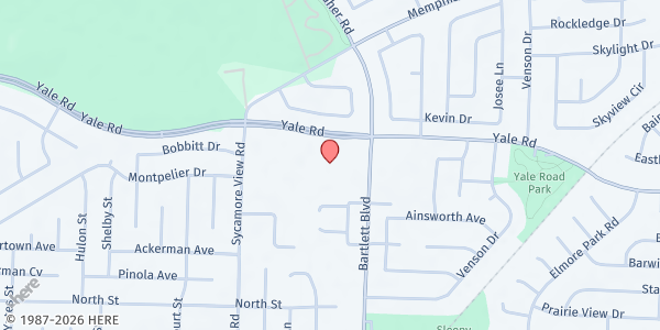 Map showing The Help Group at Christ Church - Bartlett at 5955 Yale Rd., Bartlett, TN