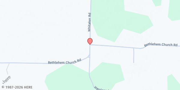 Map showing Whittaker Church of God at 1200 Bethlehem Church Rd., Bedford, TN