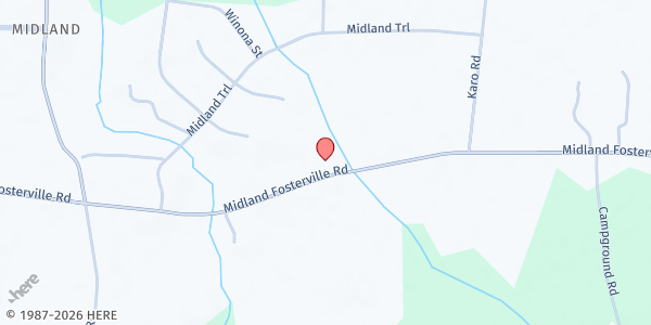 Map showing Midland Baptist Church at 3114 Midland Fosterville Road, Bell Buckle, TN