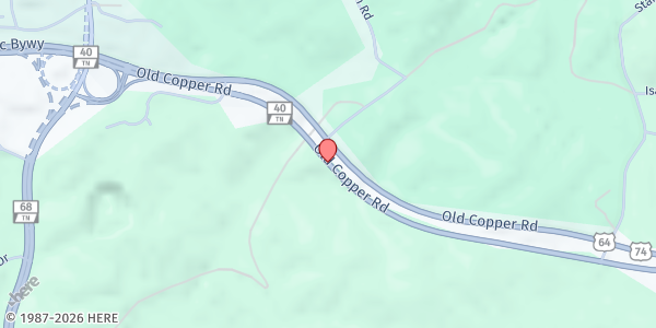 Map showing Copper Basin Baptist at 5260 U.S. 64, Belltown Hill, TN