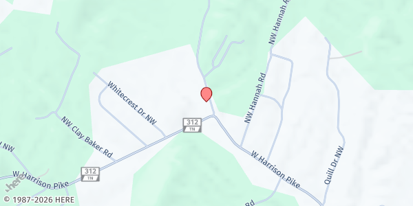 Map showing Mt. Olive Ministries at 3522 Harrison Pike W., Bent Tree Acres, TN
