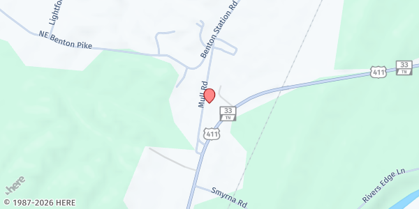Map showing People Helping People - Benton Station at 184 Mull Road, Benton Station, TN