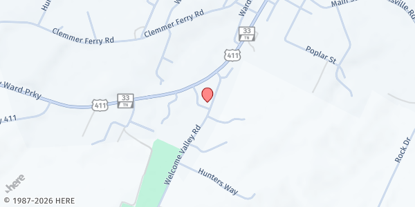 Map showing Copper Basin Baptist Association at 1937 Welcome Valley Rd., Benton, TN