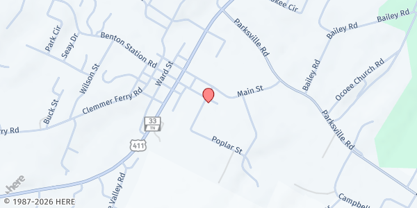Map showing People Helping People at 121 Poplar St, Benton, TN