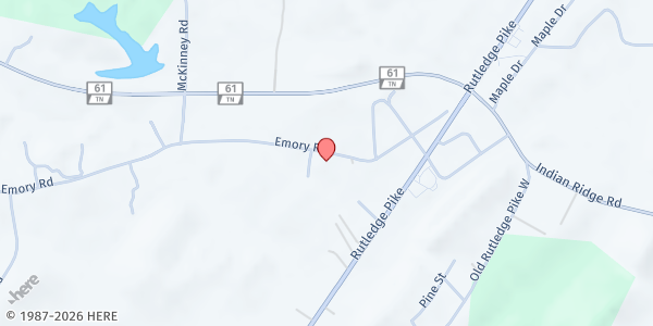 Map showing Block Springs Baptist Church at 269 Emory Road, Blaine, TN