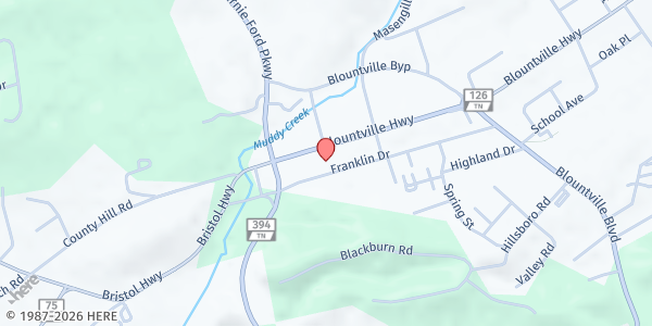 Map showing Blountville UMC at 3390 Hwy 126, Blountville, TN
