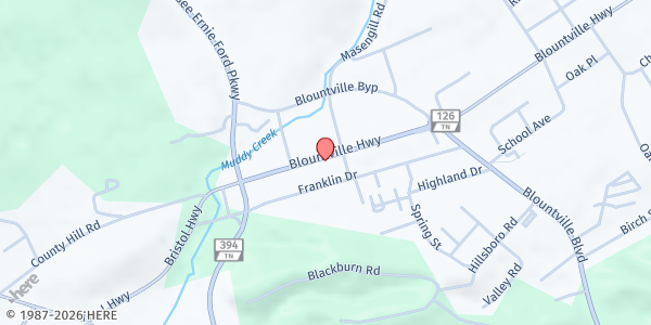 Map showing First Baptist Church at 3358 TN-126, Blountville, TN