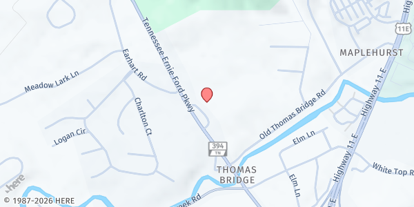 Map showing Elizabeth Chapel UMC at 1041 Elizabeth Chapel Rd, Bluff City, TN