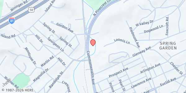 Map showing Grace Point Church at 1119 Commonwealth Ave, Bristol, TN