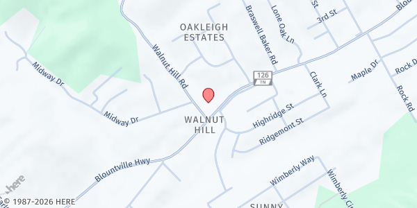 Map showing Liberty Baptist Church at 112 Walnut Hill Rd, Bristol, TN