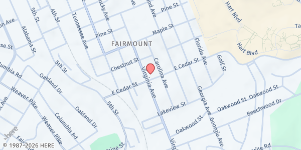 Map showing Virginia Ave. United Methodist at 1127 Virginia Ave, Bristol, TN