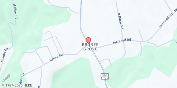 Map showing Bybee Emergency Food Distribution at Bybee, Bybee, TN