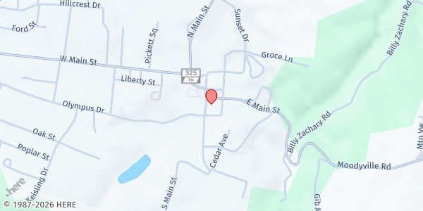 Map showing UCHRA, Pickett County at 105 South Main St, Byrdstown, TN