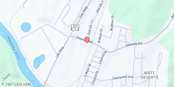 Map showing Better Living Center at 836 Highway 163, Calhoun, TN