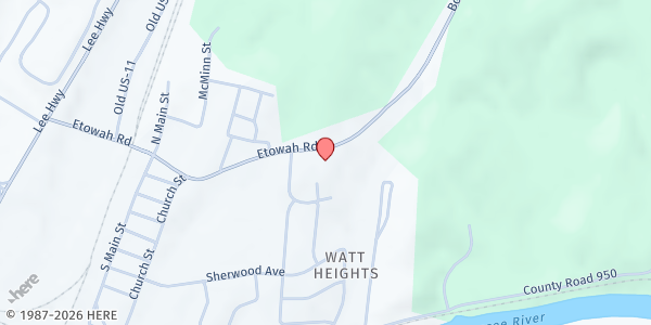 Map showing Calhoun United Methodist Church at 820 Highway 163, Calhoun, TN