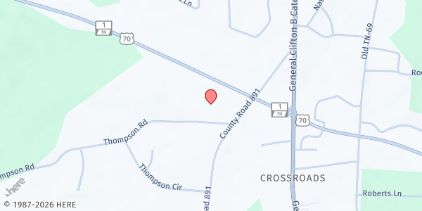 Map showing Camden Church of Christ at 1285 US-70, Camden, TN