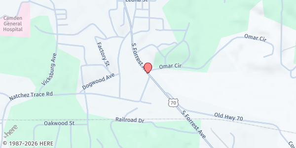 Map showing Camden FUMC at Camden FUMC, Camden, TN