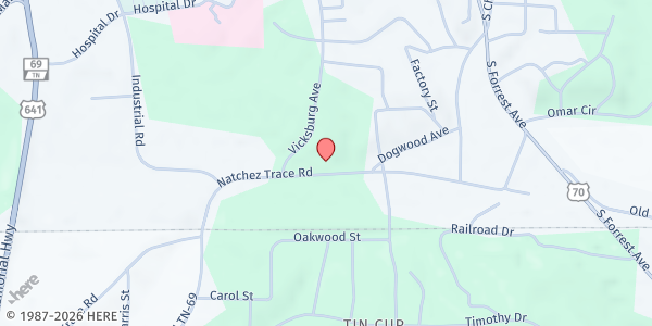 Map showing Camden Seventh-day Adventist Church at 214 Natchez Trace Rd, Camden, TN