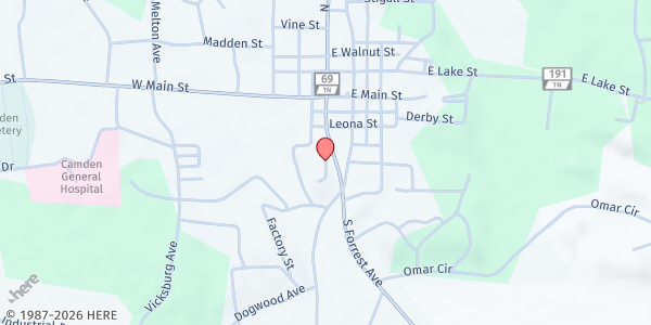 Map showing New Beginning Ministries of Camden at 138 College Ave, Camden, TN