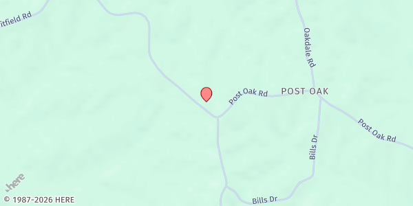 Map showing Post Oak United Methodist Church at 1610 Post Oak Rd, Camden, TN