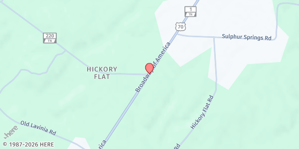 Map showing Hickory Flat United Methodist Church at 4015 Hwy 70, Cedar Grove, TN