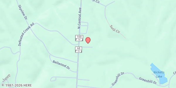 Map showing Hope Church at 107 Progress Center Plaza, Centerville, TN