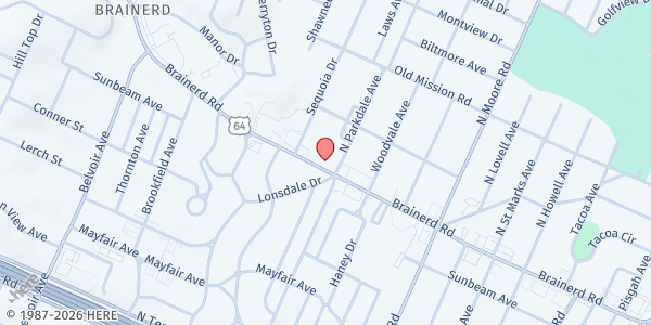 Map showing Brainerd Community Food Pantry at 4315 Brainerd Rd, Chattanooga, TN