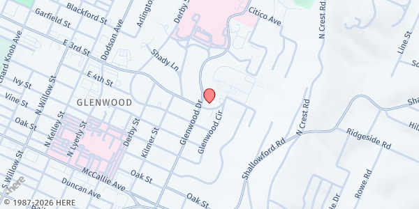 Map showing East Ridge UMC at 400 Glenwood Dr., Chattanooga, TN