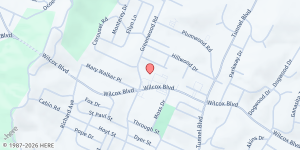 Map showing Foxwood Food Center at 3209 Wilcox Blvd, Chattanooga, TN