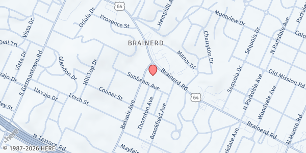 Map showing Grace Episcopal Church at 20 Belvoir Avenue, Chattanooga, TN