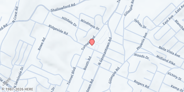 Map showing Greater Emmanuel Apostolic Church at 400 Tunnel Blvd, Chattanooga, TN