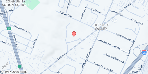 Map showing Hamilton County Baptist Association at 6625 Lee Hwy, Chattanooga, TN