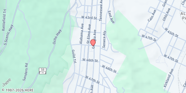 Map showing Hamilton County Baptist/HACOBA at 4501 Virginia Ave, Chattanooga, TN