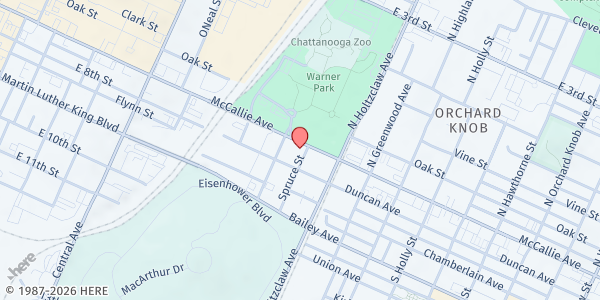 Map showing Metropolitan Ministries at 1112 McCallie Avenue, Chattanooga, TN