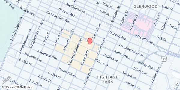 Map showing Redemption to the Nations Church - Church Office at 1908 Bailey Ave, Chattanooga, TN