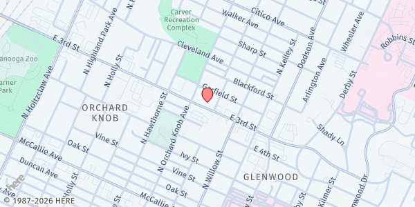 Map showing SETN Project Access at 1917 E 3rd St, Chattanooga, TN