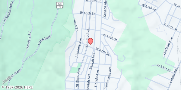 Map showing St. Elmo United Methodist Church at 4626 St Elmo Ave, Chattanooga, TN