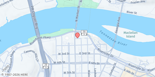 Map showing Wauhatchie United Methodist Church at 11304 First St., Chattanooga, TN