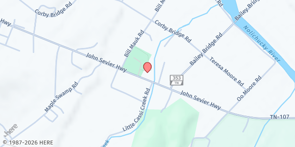 Map showing South Central Ruritan - Chuckey at 2634 TN-107, Chuckey, TN
