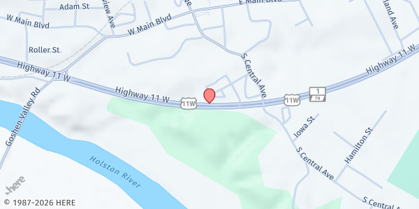 Map showing Of One Accord-Emergency Services at 401 Hwy 11 W, Church Hill, TN