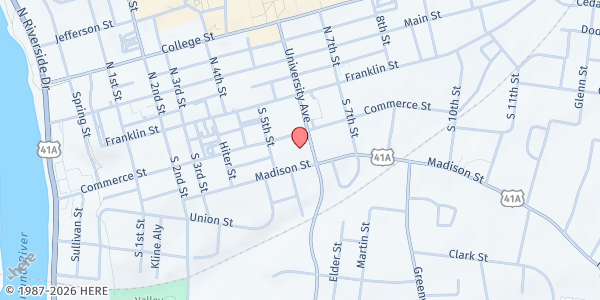 Map showing Catholic Charities FRC Montgomery Co. at 523 Madison Street, Ste. B, Clarksville, TN
