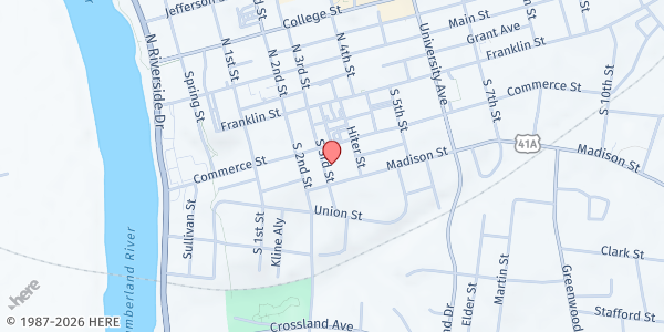 Map showing Clarksville Urban Ministry at 217 South 3rd Street, Clarksville, TN