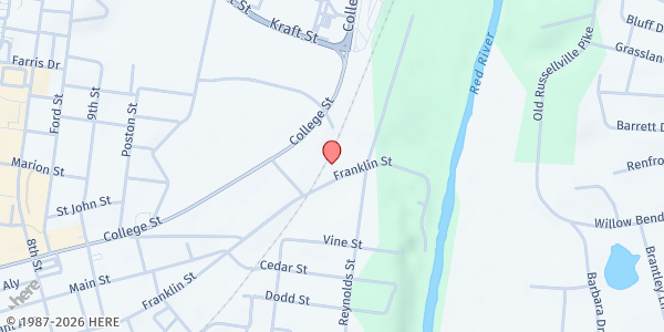 Map showing Manna Cafe Ministries - Main Location at 1319 E Franklin Street, Clarksville, TN