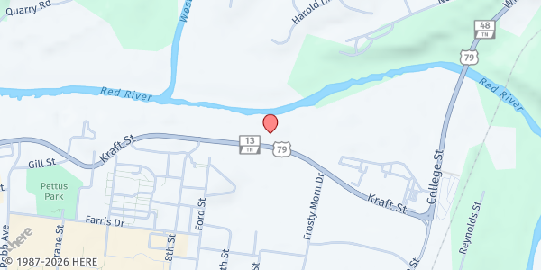 Map showing Salvation Army, Clarksville at 210 Kraft Street, Clarksville, TN