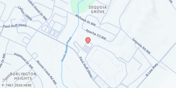 Map showing Church of the Harvest at 340 Paul Huff Pkwy, Cleveland, TN