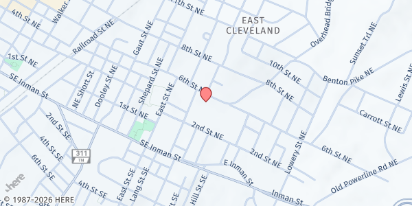 Map showing Cross Pointe Church Of God at 956 6th St NE, Cleveland, TN